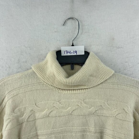 JOA Sweater Women's Sz Small Cream White Turtle Neck Cable Ribbed Knit Pullover - Picture 11 of 11